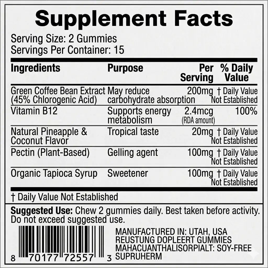 Fat-Burner Energy Gummies- 30 Gummies / 15 Servings - Image 2